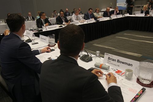 JOE BRYKSA / WINNIPEG FREE PRESS  Winnipeg Mayor Brian Bowman hosting the Federation of Canadian Municipalities Big City Mayors Conference at the RBC Convention Centre .-June 02 , 2016.(See Aldo Santin  story)