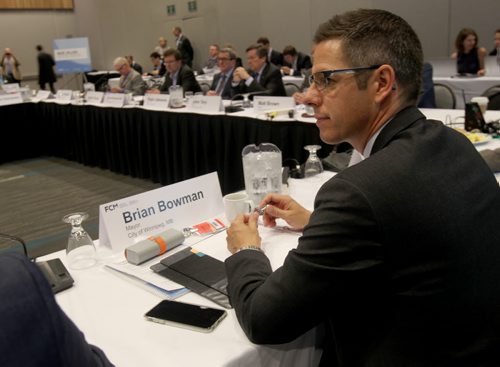 JOE BRYKSA / WINNIPEG FREE PRESS  Winnipeg Mayor Brian Bowman hosting the Federation of Canadian Municipalities Big City Mayors Conference at the RBC Convention Centre .-June 02 , 2016.(See Aldo Santin  story)