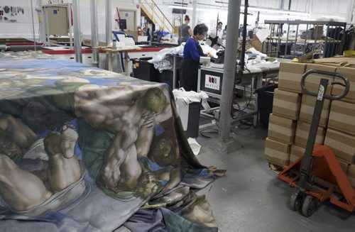 ZACHARY PRONG / WINNIPEG FREE PRESS  A reproduction of art from the Sistine Chapel printed on polyester based cloth at Valley Fashions. Wednesday, June 1, 2016.