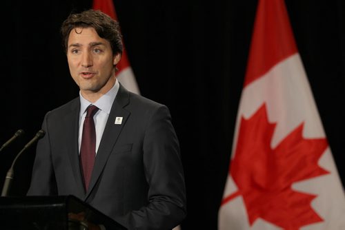 JOE BRYKSA / WINNIPEG FREE PRESS  Prime Minister Justin Trudeau speaks to media at a newsconference after he spoke at the  Federation of Canadian Municipalities Big City Mayors Conference at the RBC Convention Centre in Winnipeg Friday morning .-June 03 , 2016.(See Aldo Santin  story)