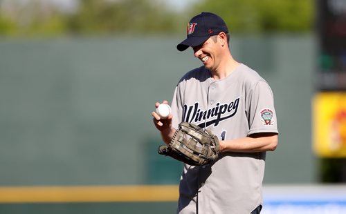 TREVOR HAGAN / WINNIPEG FREE PRESS Mayor Brian Bowman throws out the ceremonial pitch prior to the Goldeyes game on Diversity Day at Shaw Park, Saturday, June 4, 2016.