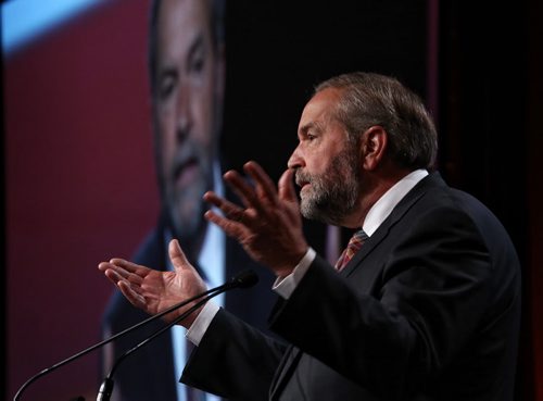 MIKE DEAL / WINNIPEG FREE PRESS  NDP leader Tom Mulcair addresses the crowd at the Federation of Canadian Municipalities which is wrapping up Sunday.  160605 Sunday, June 05, 2016