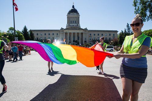MIKE DEAL / WINNIPEG FREE PRESS Participants of the Pride Parade Sunday. 160605 - Sunday, June 05, 2016
