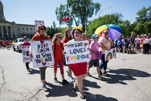 MIKE DEAL / WINNIPEG FREE PRESS Participants of the Pride Parade Sunday. 160605 - Sunday, June 05, 2016