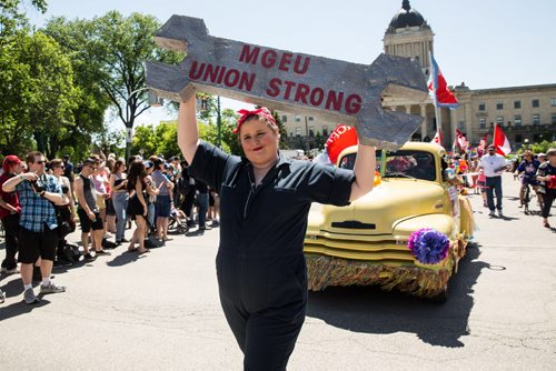 MIKE DEAL / WINNIPEG FREE PRESS Reese Dayton takes part in the Pride Parade Sunday. 160605 - Sunday, June 05, 2016