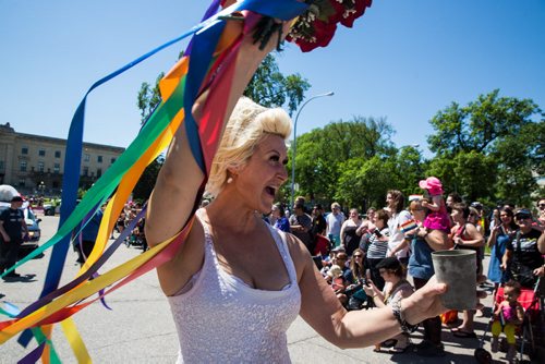 MIKE DEAL / WINNIPEG FREE PRESS "Barbie" takes part in the Pride Parade Sunday. 160605 - Sunday, June 05, 2016