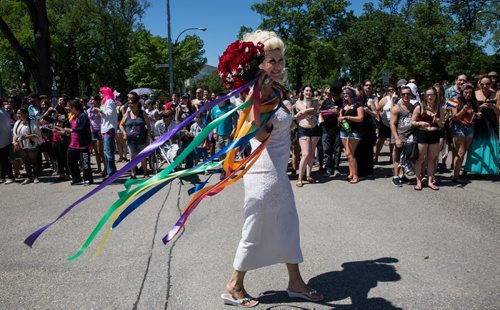 MIKE DEAL / WINNIPEG FREE PRESS "Barbie" takes part in the Pride Parade Sunday. 160605 - Sunday, June 05, 2016