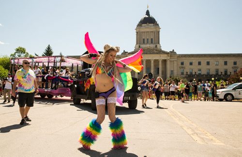 MIKE DEAL / WINNIPEG FREE PRESS Erica Pauls takes part in the Pride Parade Sunday. 160605 - Sunday, June 05, 2016