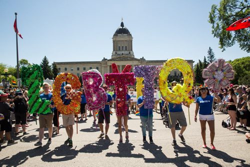 MIKE DEAL / WINNIPEG FREE PRESS Participants of the Pride Parade Sunday. 160605 - Sunday, June 05, 2016