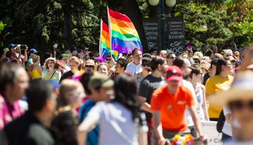 MIKE DEAL / WINNIPEG FREE PRESS Participants of the Pride Parade Sunday. 160605 - Sunday, June 05, 2016