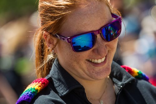 MIKE DEAL / WINNIPEG FREE PRESS Lara Franklin takes part in the Pride Parade Sunday. 160605 - Sunday, June 05, 2016