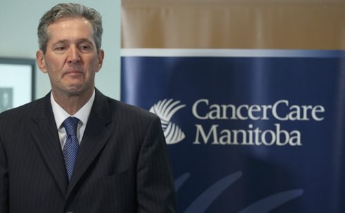 JOE BRYKSA / WINNIPEG FREE PRESS  Premier Brian Pallister makes an announcement at CancerCare Manitoba that his governments Budget 2016 includes $4 Million in funding to support the provision of cancer drugs .-June 06 , 2016.(See Larry Kusch   story)