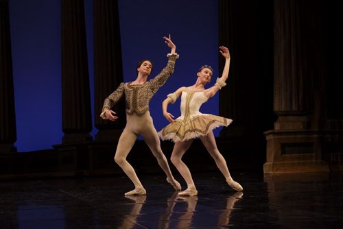 ZACHARY PRONG / WINNIPEG FREE PRESS  Royal Winnipeg Ballet School (RWB) Professional Division Dancers Monika Haczkiewicz and Brandon Lockhart perform at the Royal Manitoba Theatre Centre on Wednesday, June 8, 2016 in preparation for Spotlight which runs from Thursday, June 9 to Saturday June 11, 2016. The show will include traditional works and two premieres; Romani Song choreographed by Oleksandra Kondratyeva and a reimagining of Hans Christian Anderson's story Little Match Stick girl by Phillipe-Alexandre Jacques.