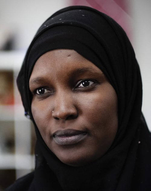 ZACHARY PRONG / WINNIPEG FREE PRESS  Emita Mahamat, 32, is originally from Nigeria and moved to Winnipeg seven and a half years ago. She has volunteered at the Canadian Muslim Womens Institute (CMWI) for several years and was recently hired as a paid employee. June 9, 2016.