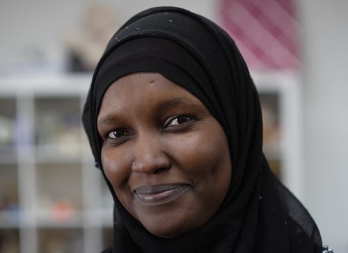 ZACHARY PRONG / WINNIPEG FREE PRESS  Emita Mahamat, 32, is originally from Nigeria and moved to Winnipeg seven and a half years ago. She has volunteered at the Canadian Muslim Womens Institute (CMWI) for several years and was recently hired as a paid employee. June 9, 2016.