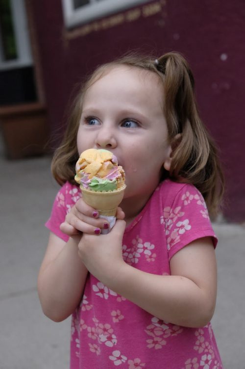 ZACHARY PRONG / WINNIPEG FREE PRESS  Hannah Robinson, 4, enjoys an ice cream cone from Cafe 1958 on June 9, 2016.