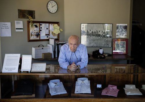 ZACHARY PRONG / WINNIPEG FREE PRESS  Ralph Cantafio at his tailor shop, Ralph's, on Friday June 10, 2016. Cantafio is recognized as the father of modern soccer in Winnipeg. The Winnipeg Soccer Complex renamed the Ralph Cantafio Soccer Complex in his honour.