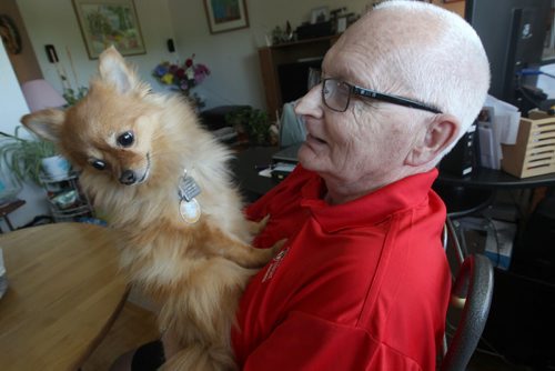 JOE BRYKSA / WINNIPEG FREE PRESS  Victor Maxwell, a 70-year-old who has had seven strokes in 10 years. His dog Star ran and woke his wife and she sent for immediate medical attention for him. He got care in time and has no side effects. -June 10 , 2016.(See Joel Schlesinger story)