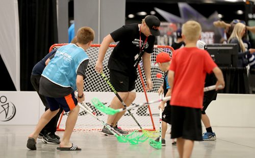 TREVOR HAGAN / WINNIPEG FREE PRESS A goal during the Canadian Hockey Expo at the Convention Centre, Saturday, June 11, 2016.