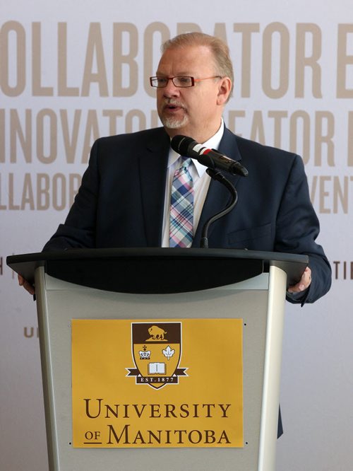 JOE BRYKSA / WINNIPEG FREE PRESS   Health Minister Kelvin Goetzen  at news conference at U of M Bannatyne Campus where Dr. Ruth Ann Marrie, not pictured, was named the newest research chair for the Waugh Family Chair in Multiple Sclerosis The Province also announced $1.1 Million in funding- The chair was established as a result of a $2 Million gift to the Front and Centre Campaign from the Wrought Family Foundation-June 13 , 2016.(See Nick Martin story)