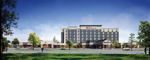 A rendering handed out at the groundbreaking event for a new $35-million Hilton Garden Inn Winnipeg South at 495 Sterling Lyon Parkway (northwest corner of Sterling Lyon Parkway and Kenaston Blvd. Tuesday morning. Murray McNeill  story    June 14  2016