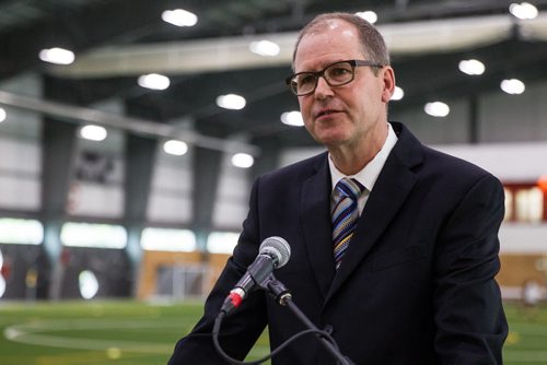 MIKE DEAL / WINNIPEG FREE PRESS The 2017 Canada Summer Games hosting organization announced a number of sponsors including Great-West Life whose incoming president and COO, Stefan Kristjanson spoke at the media event held in the University of Winnipeg's new Axworthy Health and RecPlex. 160614 - Tuesday, June 14, 2016