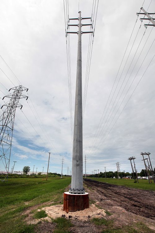 PHIL HOSSACK / WINNIPEG FREE PRESS -   Rapid R.ow O.f W.ay or just row!  New towers support the electrical grid moved over to accomodate the new Transit right of way south of the CN main railway and north of Bishop Grandin Bvld. See story. June 15, 2016