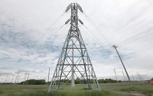 PHIL HOSSACK / WINNIPEG FREE PRESS -   Rapid R.ow O.f W.ay or just row!  Lattice like existing tower frames newer concrete towers of the electrical grid beside the new Transit right of way south of the CN main railway to Bishop Grandin Bvld. See story. June 15, 2016