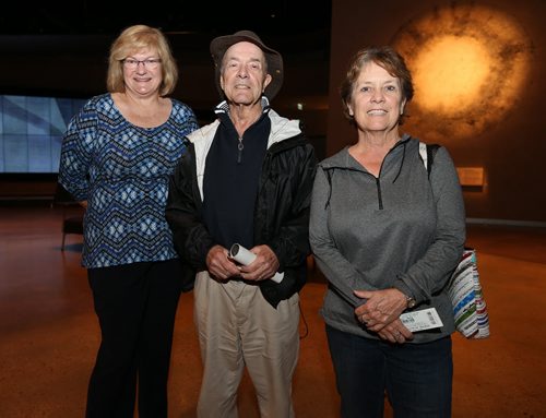 JASON HALSTEAD / WINNIPEG FREE PRESS  L-R: Nancy Eller, Clancy Delbarre and Kathy Turner take part in the University of Toronto Alumni Group (Winnipeg Chapter) tour of the Canadian Museum for Human Rights on June 4, 2016. (See Social Page)