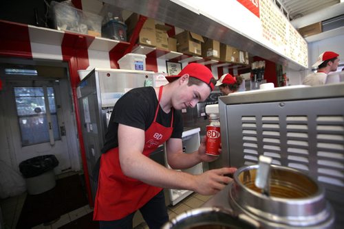 RUTH BONNEVILLE / WINNIPEG FREE PRESS  2017 Project: Grade 11, Glen Lawn student, Jesse, spends his spare time when he's not playing hockey working at the Bridge Drive Inn, BDI.  Jesse is one of a group of students from Windsor School that the Free Press has been following throughout their school years.    See Doug Speirs story.   June 15 / 2016