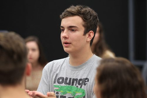 RUTH BONNEVILLE / WINNIPEG FREE PRESS  2017 Project: Grade 11, Glen Lawn student, Quinn, having fun with his classmates in his improv group.   Quinn is one of a group of students from Windsor School that the Free Press has been following throughout his school years.       See Doug Speirs story.   June 15 / 2016