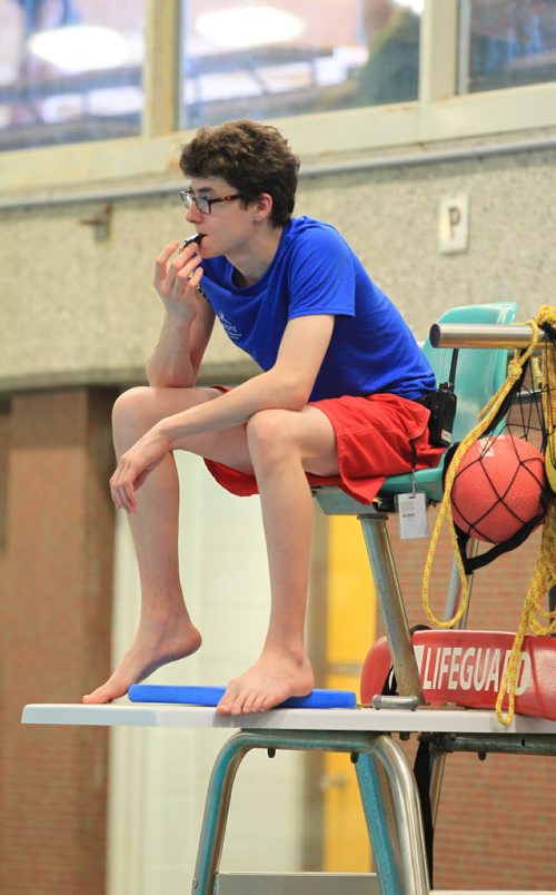 RUTH BONNEVILLE / WINNIPEG FREE PRESS  2017 Project: Grade 11, Glen Lawn student, Noah, works as a lifeguard at The Cindy Klassen Rec Centre as well as other city pools.  Noah is one of a group of students from Windsor School that the Free Press has been following throughout his school years.       See Doug Speirs story.   June 15 / 2016