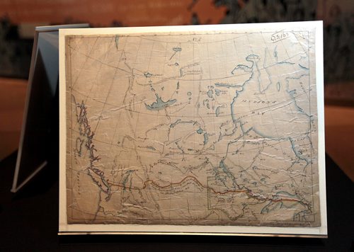 PHIL HOSSACK / WINNIPEG FREE PRESS -    BATTLE of Seven Oaks  - The Coltman Report origional report and a pair of hand drawn maps are on display at the Museum of Human Rights.  The This second map shows the general "Indian Territories" aka Western Canada. See story. June 16, 2016