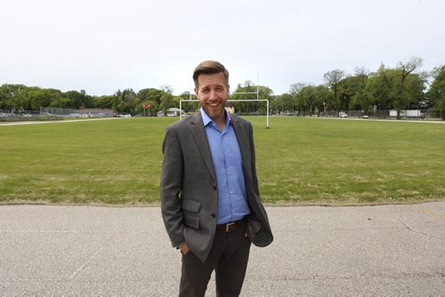 WAYNE GLOWACKI / WINNIPEG FREE PRESS   Chad Falk, incoming MHSAA executive director, he is taking over from Mo Glimcher. (The photo was taken at the field at Kelvin High School).  Melissa Martin story   June 17  2016