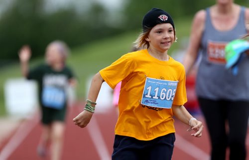 TREVOR HAGAN / WINNIPEG FREE PRESS Manitoba Marathon participant Jesse Bonney of Dugald, MB at the University of Manitoba, Sunday, June 19, 2016.