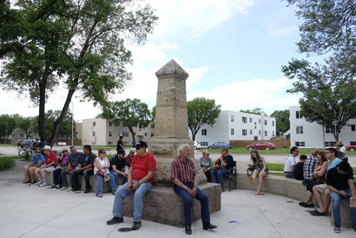 ZACHARY PRONG / WINNIPEG FREE PRESS  People gathered at the Battle of Seven Oaks National Historical Site on Sunday, June 19, 2016 for a ceremony marking the bicentennial of the battle. Improvements to the site were officially unveiled by Parks Canada and the Seven Oaks Monument Committee.