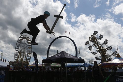 JOHN WOODS / WINNIPEG FREE PRESS Tone Staubs of the XPogo Stunt Team performs at the Red River Ex Sunday, June 19, 2016.