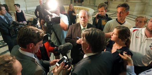 BORIS MINKEVICH / WINNIPEG FREE PRESS Manitoba Education Minister Ian Wishart scummed by the media Monday afternoon. June 20, 2016.