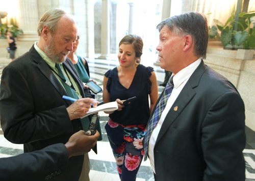 BORIS MINKEVICH / WINNIPEG FREE PRESS Manitoba Education Minister Ian Wishart scummed by the media Monday afternoon. June 20, 2016.