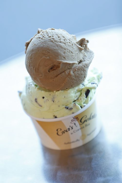 JOHN WOODS / WINNIPEG FREE PRESS Green Mint Chocolate Chip and Dulce de Leche ice cream photographed at Eva's Monday, June 20, 2016.