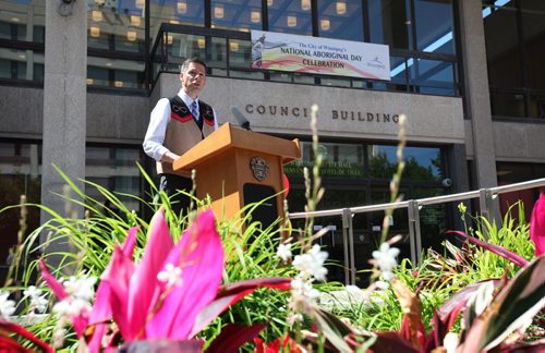 RUTH BONNEVILLE / WINNIPEG FREE PRESS  Mayor Brian Bowman takes part in Celebrating National  Aboriginal Day with formal speeches, Traditional Metis Dancing and planting cedar trees and sage plants with spiritual teacher, Carolyn Moar Tuesday.  This year had a   special honour being 2016 Year of Reconciliation.  June 21 / 2016