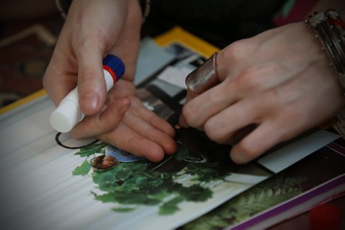 JOHN WOODS / WINNIPEG FREE PRESS Meganelizabeth Diamond works on her zine Rip/Torn in her studio Tuesday, June 21, 2016.  For a feature on Winnipeg zines.