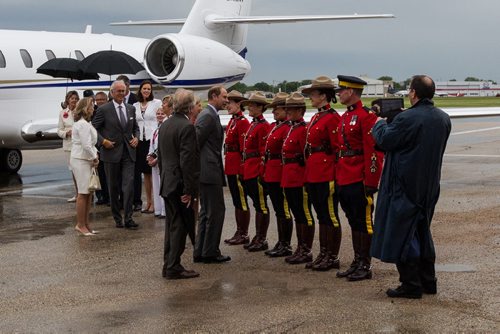 MIKE DEAL / WINNIPEG FREE PRESS Their Royal Highnesses, the Earl and Countess of Wessex arrive at the Royal Aviation Museum of Western Canada and are greeted by the Lieutenant-governor Janice Filmon and Premier Brian Pallister Wednesday morning. 160622 - Wednesday, June 22, 2016