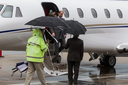 MIKE DEAL / WINNIPEG FREE PRESS Their Royal Highnesses, the Earl and Countess of Wessex arrive at the Royal Aviation Museum of Western Canada and are greeted by the Lieutenant-governor Janice Filmon and Premier Brian Pallister Wednesday morning. 160622 - Wednesday, June 22, 2016