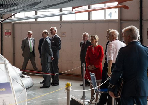 MIKE DEAL / WINNIPEG FREE PRESS Their Royal Highnesses, the Earl and Countess of Wessex arrive at the Royal Aviation Museum of Western Canada and are greeted by the Lieutenant-governor Janice Filmon and Premier Brian Pallister Wednesday morning. 160622 - Wednesday, June 22, 2016