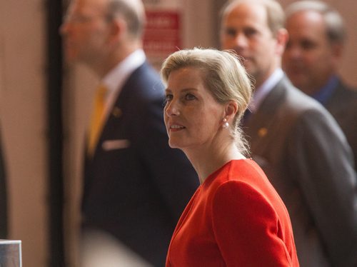 MIKE DEAL / WINNIPEG FREE PRESS Their Royal Highnesses, the Earl and Countess of Wessex arrive at the Royal Aviation Museum of Western Canada and are greeted by the Lieutenant-governor Janice Filmon and Premier Brian Pallister Wednesday morning. 160622 - Wednesday, June 22, 2016