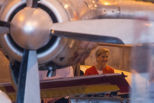 MIKE DEAL / WINNIPEG FREE PRESS Their Royal Highnesses, the Earl and Countess of Wessex arrive at the Royal Aviation Museum of Western Canada and are greeted by the Lieutenant-governor Janice Filmon and Premier Brian Pallister Wednesday morning. 160622 - Wednesday, June 22, 2016