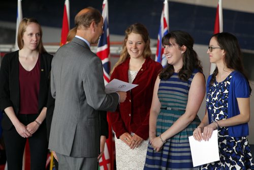 BORIS MINKEVICH / WINNIPEG FREE PRESS Prince Edward awards The Duke of Edinburgh Award to to some of the recipients at the Royal Aviation Museum of Western Canada. June 22, 2016.