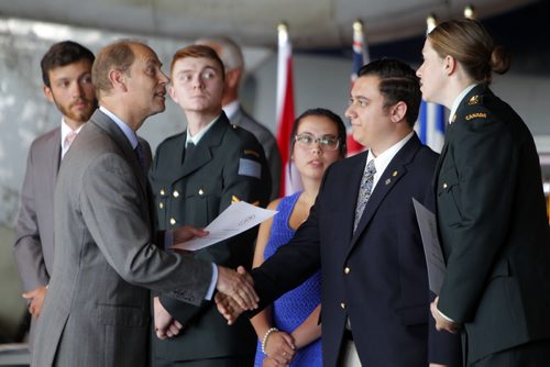 BORIS MINKEVICH / WINNIPEG FREE PRESS Prince Edward awards The Duke of Edinburgh Award to to some of the recipients at the Royal Aviation Museum of Western Canada. June 22, 2016.