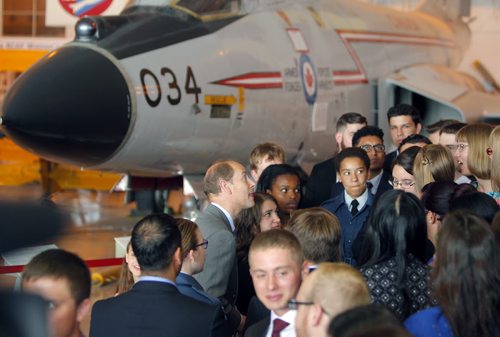 BORIS MINKEVICH / WINNIPEG FREE PRESS Prince Edward talks to some of the recipients of the Duke of Edinburgh Award's at the Royal Aviation Museum of Western Canada. June 22, 2016.